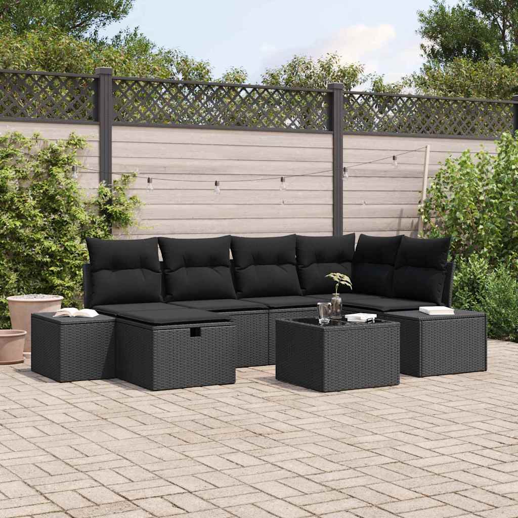 Garden Sofa Set 7 pcs Black 55 x 62 x 69 cm Poly rattan
