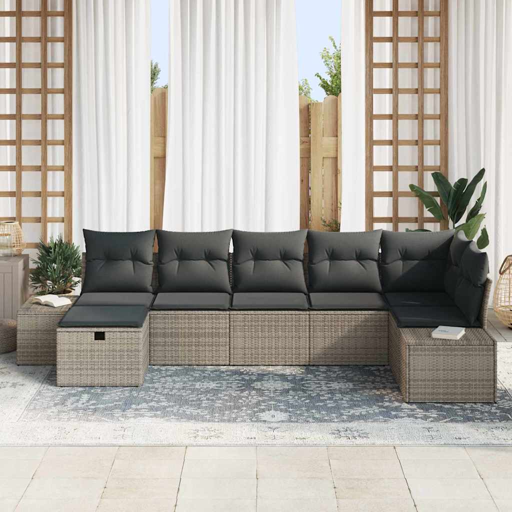 Garden Sofa Set 7 pcs Grey 55 x 62 x 69 cm Poly rattan