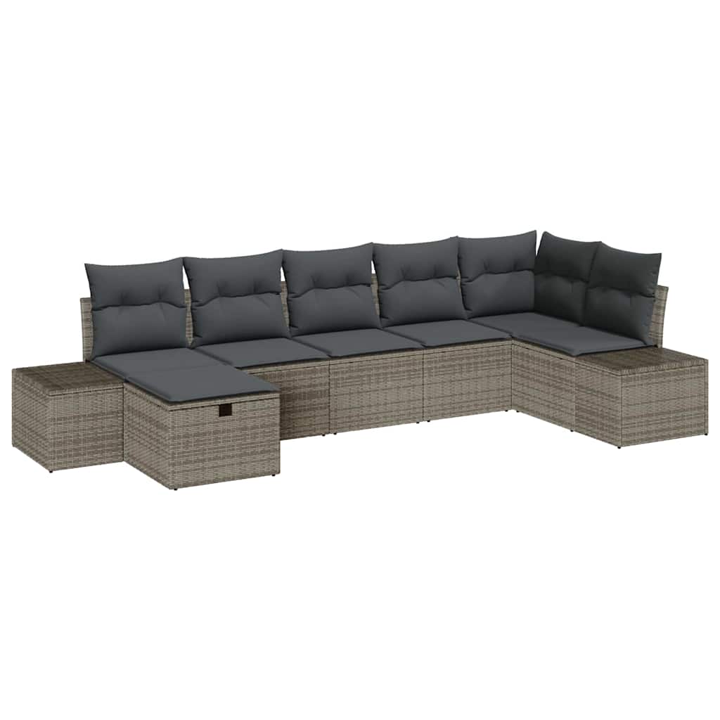 Garden Sofa Set 7 pcs Grey 55 x 62 x 69 cm Poly rattan