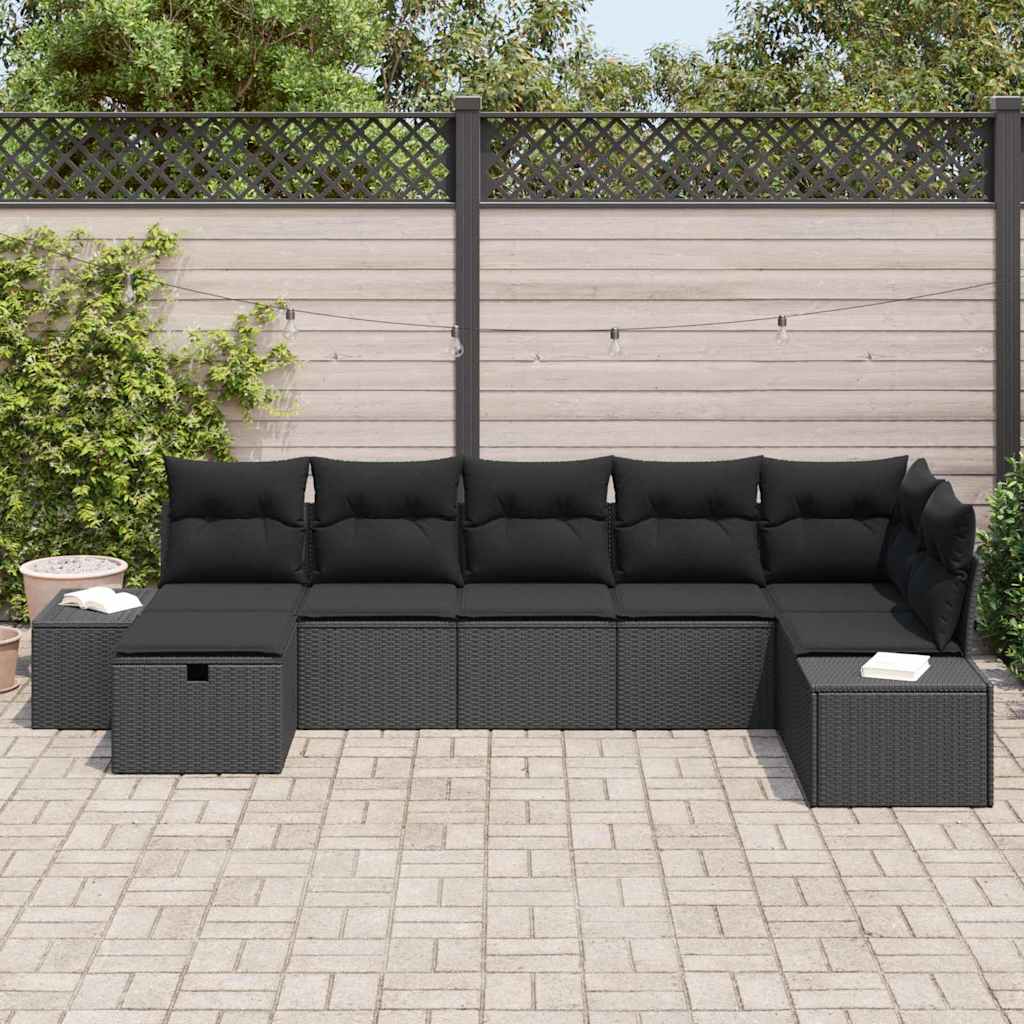 Garden Sofa Set 7 pcs Black 55 x 62 x 69 cm Poly rattan