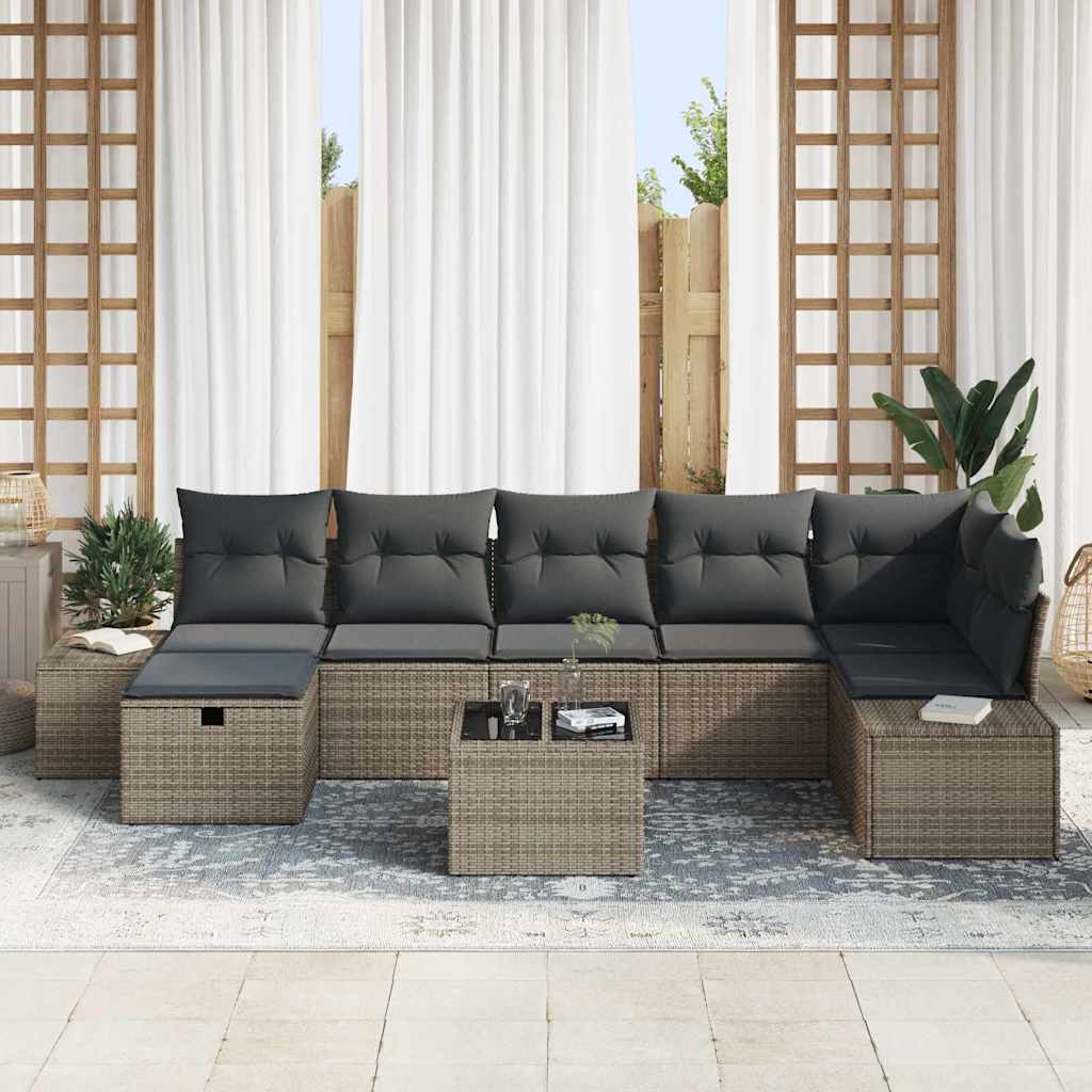 Garden Sofa Set 8 pcs Grey 55 x 62 x 69 cm Poly rattan