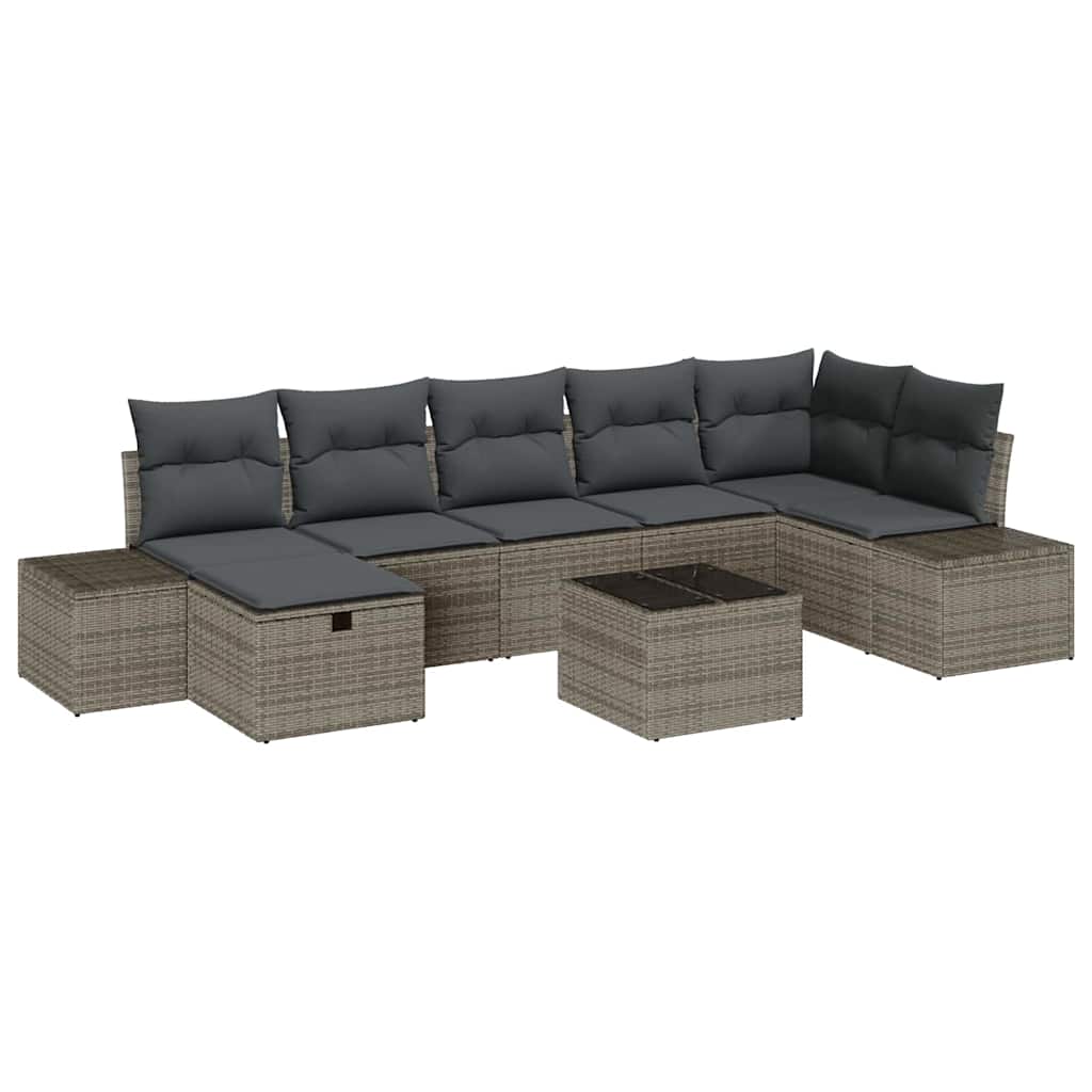 Garden Sofa Set 8 pcs Grey 55 x 62 x 69 cm Poly rattan