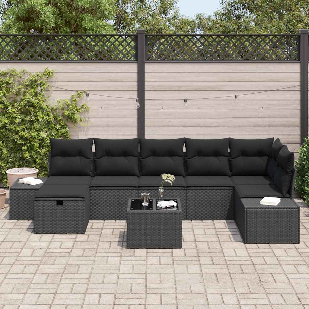 Garden Sofa Set 8 pcs Black 55 x 62 x 69 cm Poly rattan