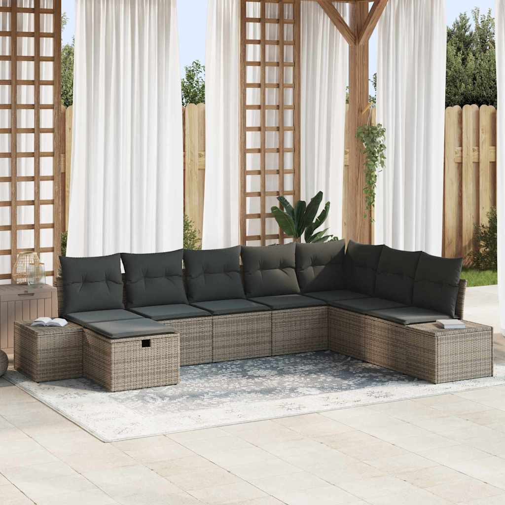 Garden Sofa Set 8 pcs Grey 55 x 62 x 69 cm Poly rattan