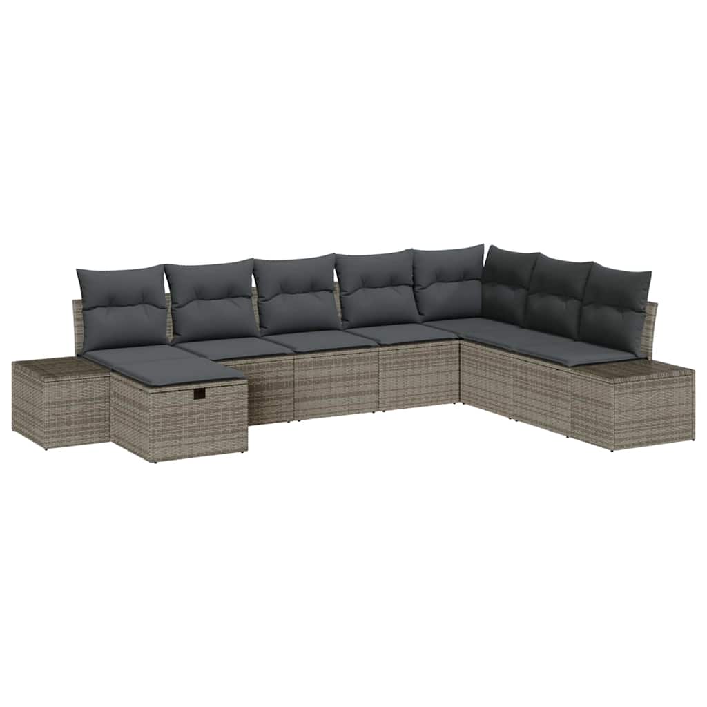 Garden Sofa Set 8 pcs Grey 55 x 62 x 69 cm Poly rattan