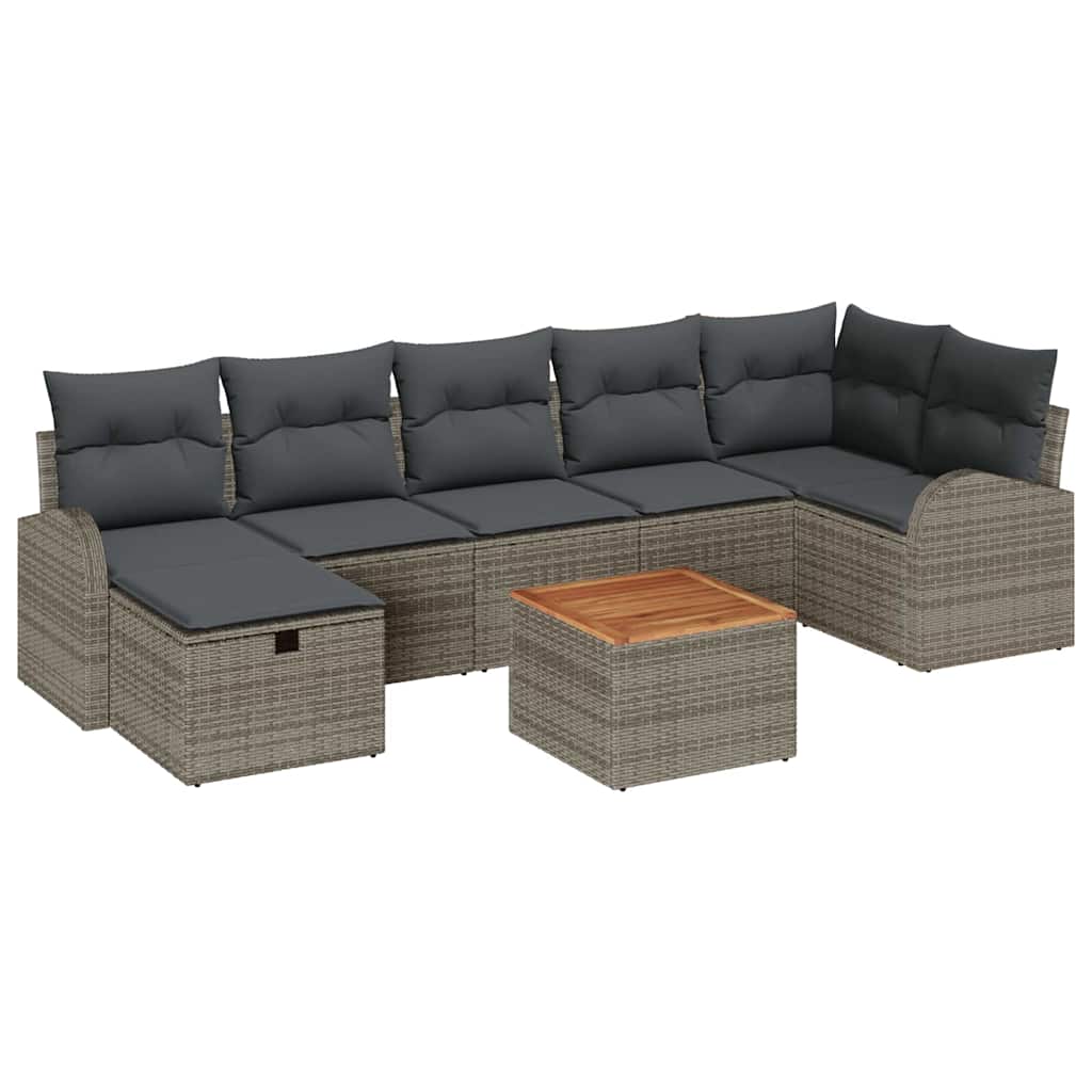 Garden Sofa Set with Cushion 8 pcs Grey Poly rattan