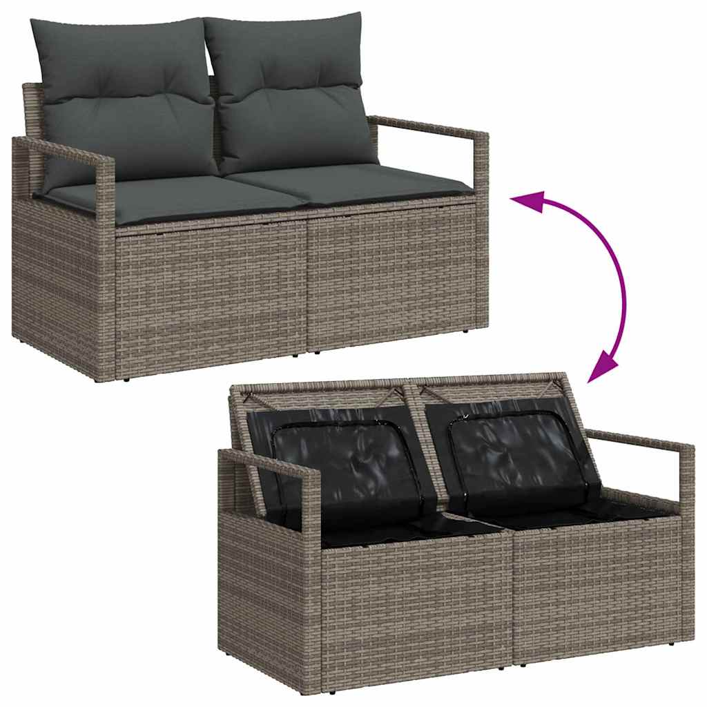 Garden Sofa Set with Cushion 7 pcs Grey Poly rattan