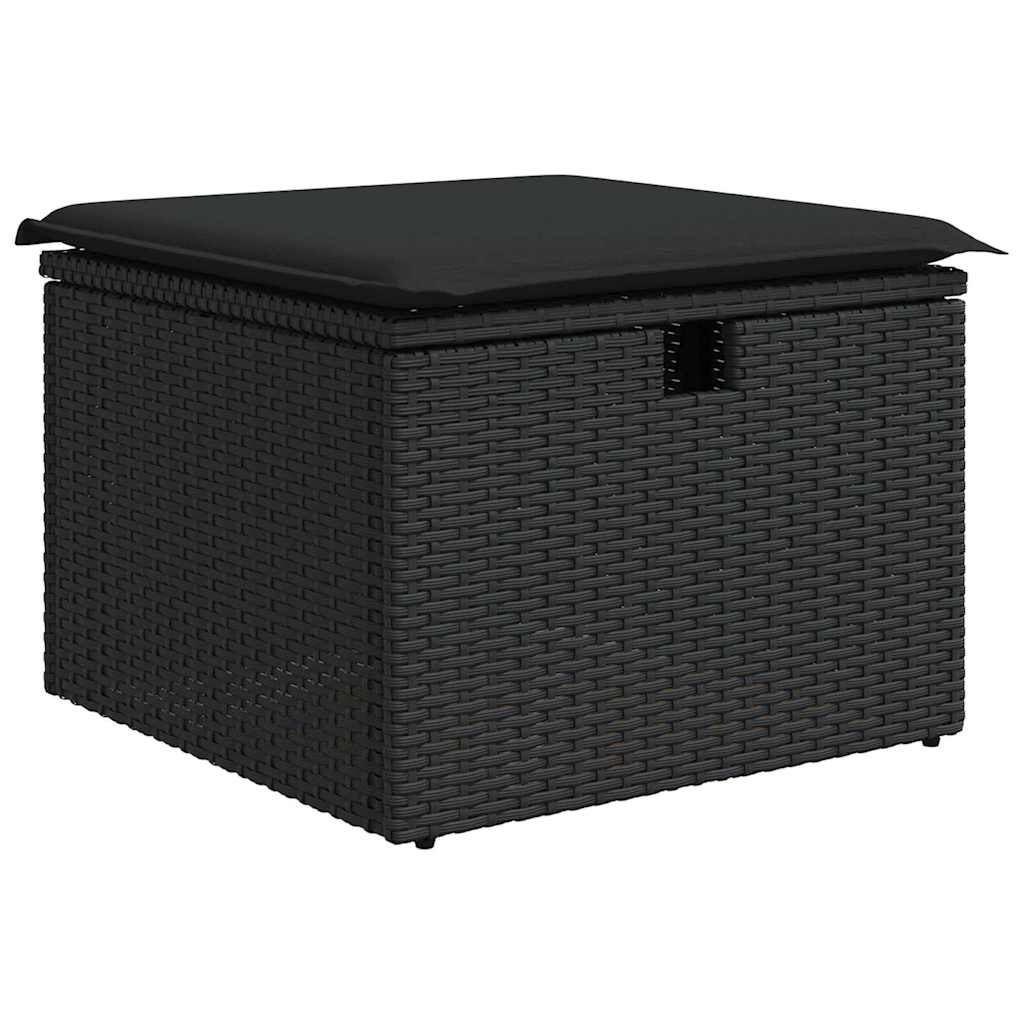 Garden Sofa Set with Cushion 9 pcs Black Poly rattan