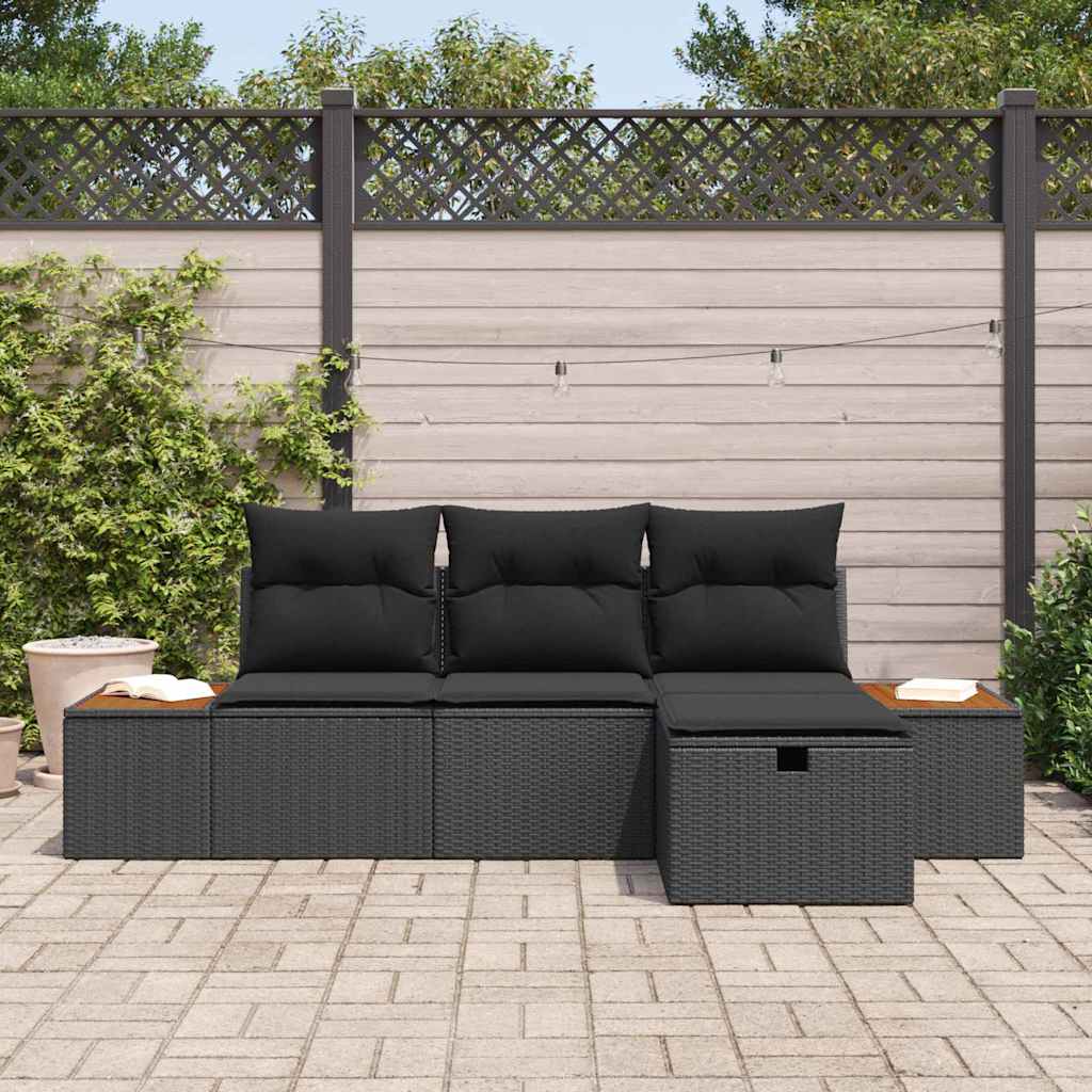 Garden Sofa Set 4 pcs Black 55 x 62 x 69 cm Poly rattan