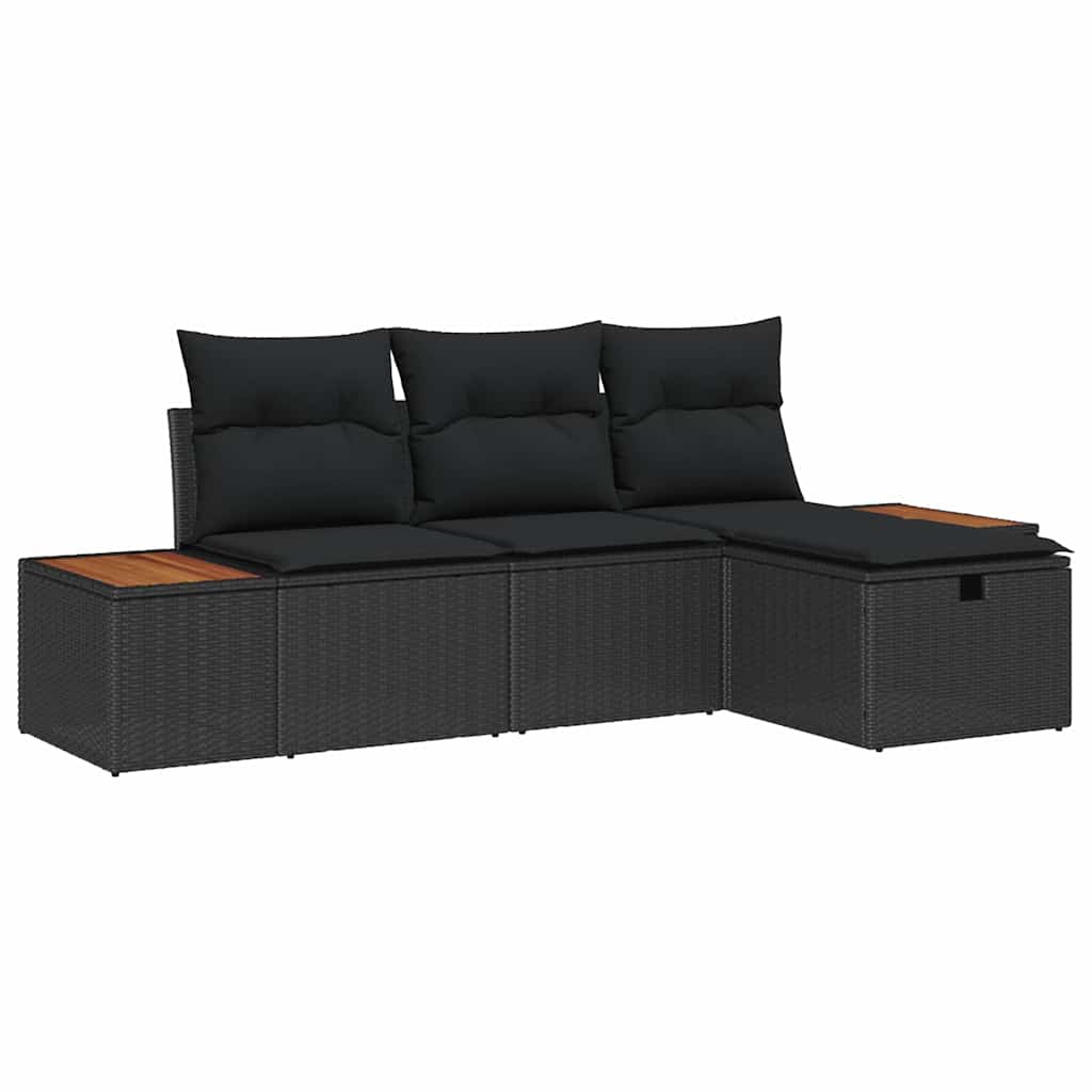 Garden Sofa Set 4 pcs Black 55 x 62 x 69 cm Poly rattan