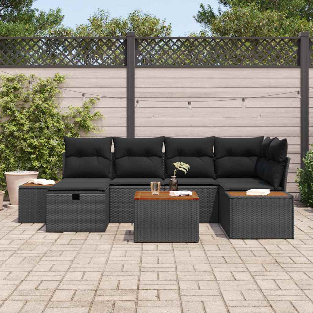 Garden Sofa Set 7 pcs Black 55 x 62 x 69 cm Poly rattan
