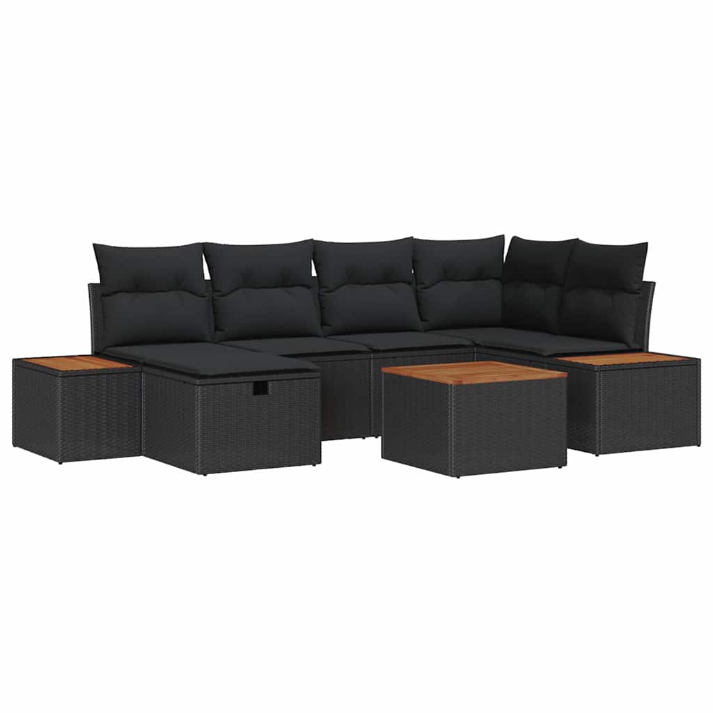 Garden Sofa Set 7 pcs Black 55 x 62 x 69 cm Poly rattan