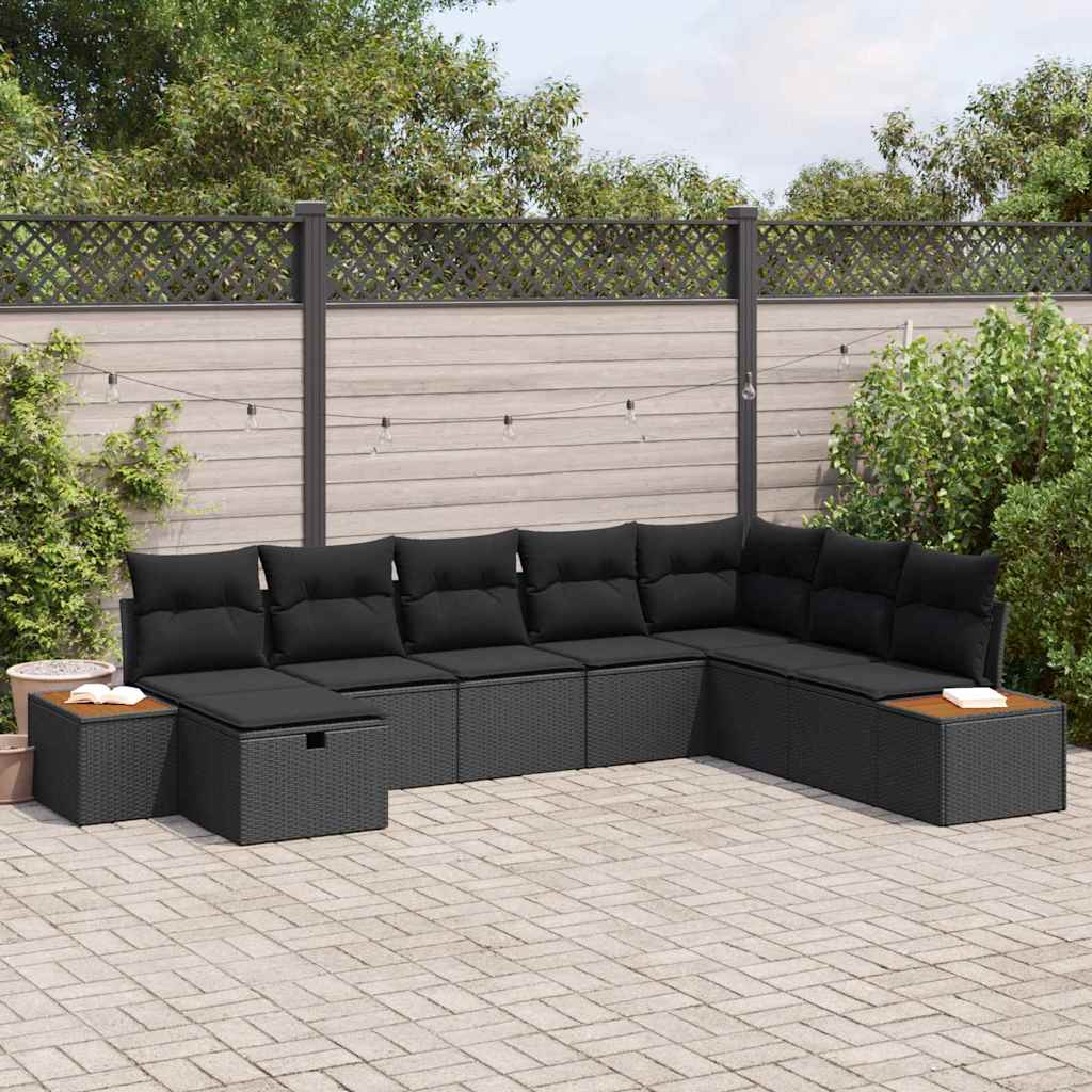 Garden Sofa Set 8 pcs Black 55 x 62 x 69 cm Poly rattan