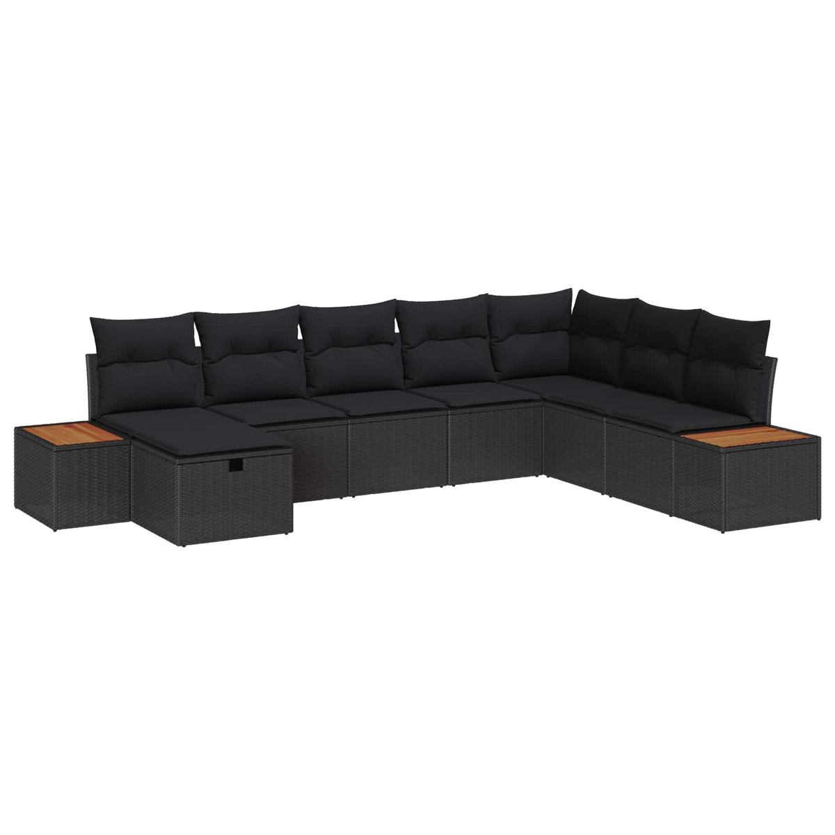 Garden Sofa Set with Cushion with Storage Black Poly Rattan