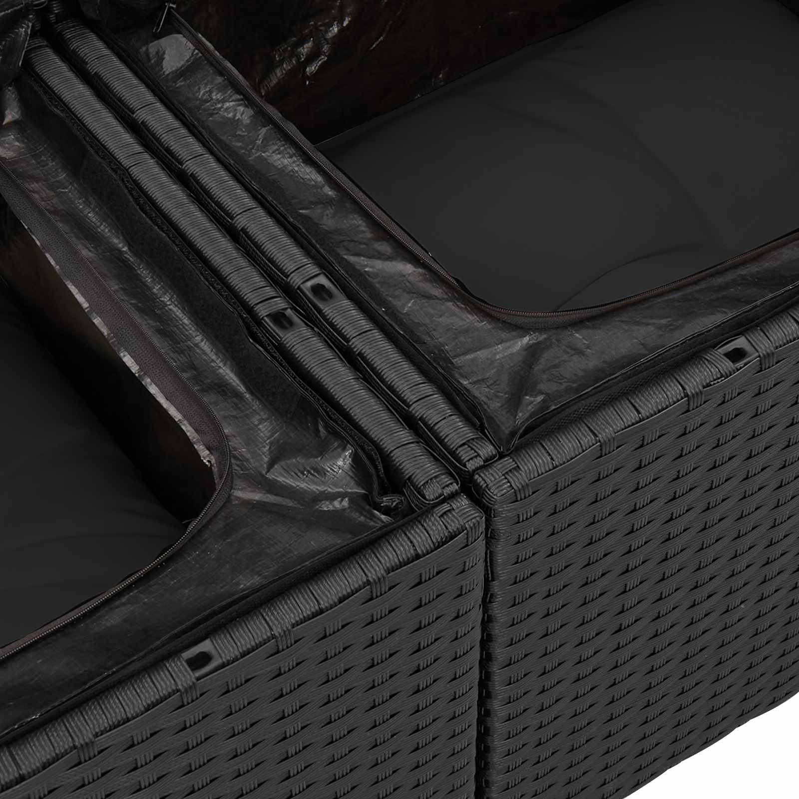 Garden Sofa Set Height-Adjustable 6 pcs Black Poly Rattan