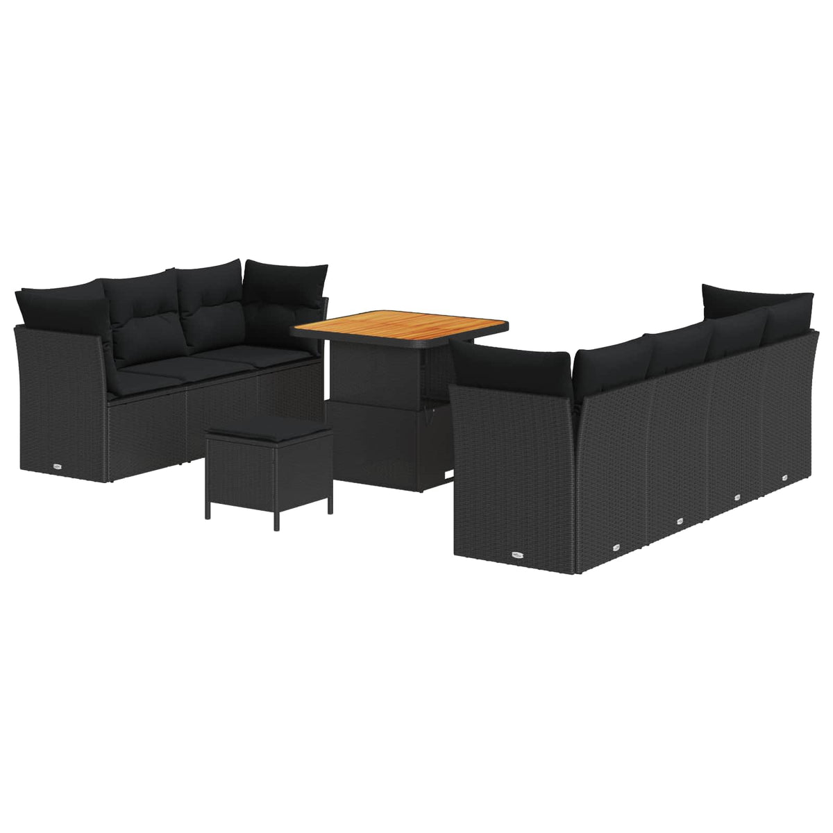 Garden Sofa Set Height-Adjustable 10 pcs Black Poly Rattan