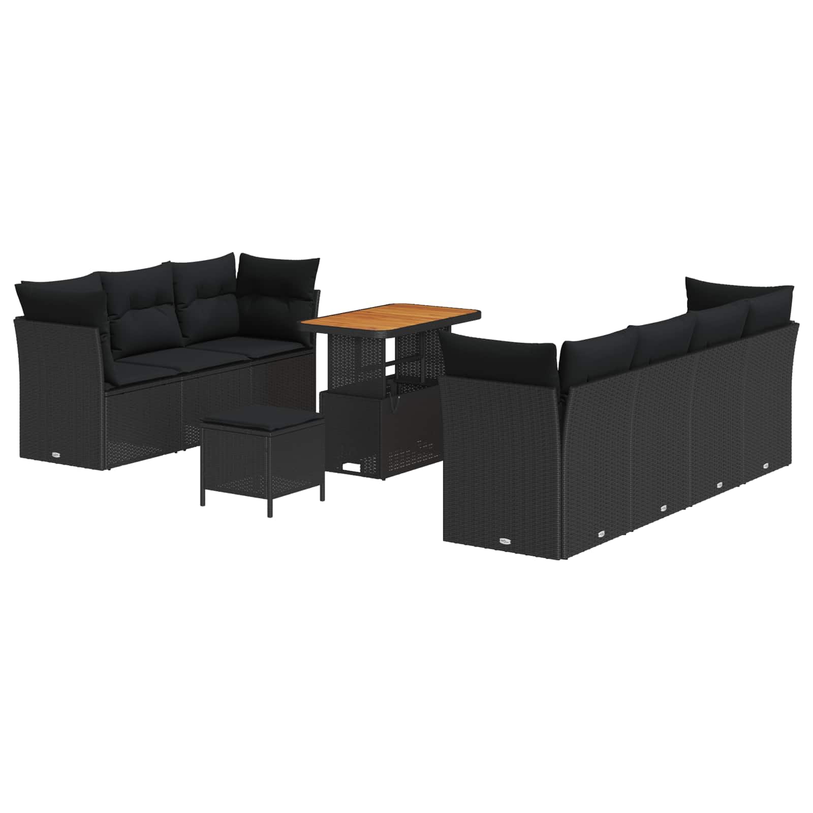 Garden Sofa Set Height-Adjustable 10 pcs Black Poly Rattan