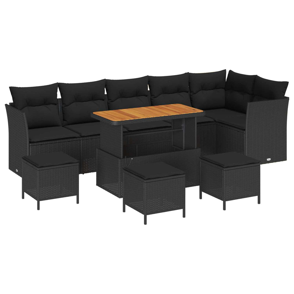 Garden Sofa Set Height-Adjustable 10 pcs Black Poly Rattan
