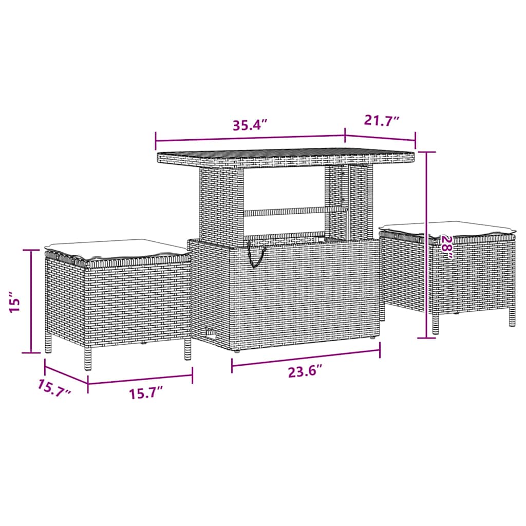 Garden Sofa Set Height-Adjustable 10 pcs Black Poly Rattan