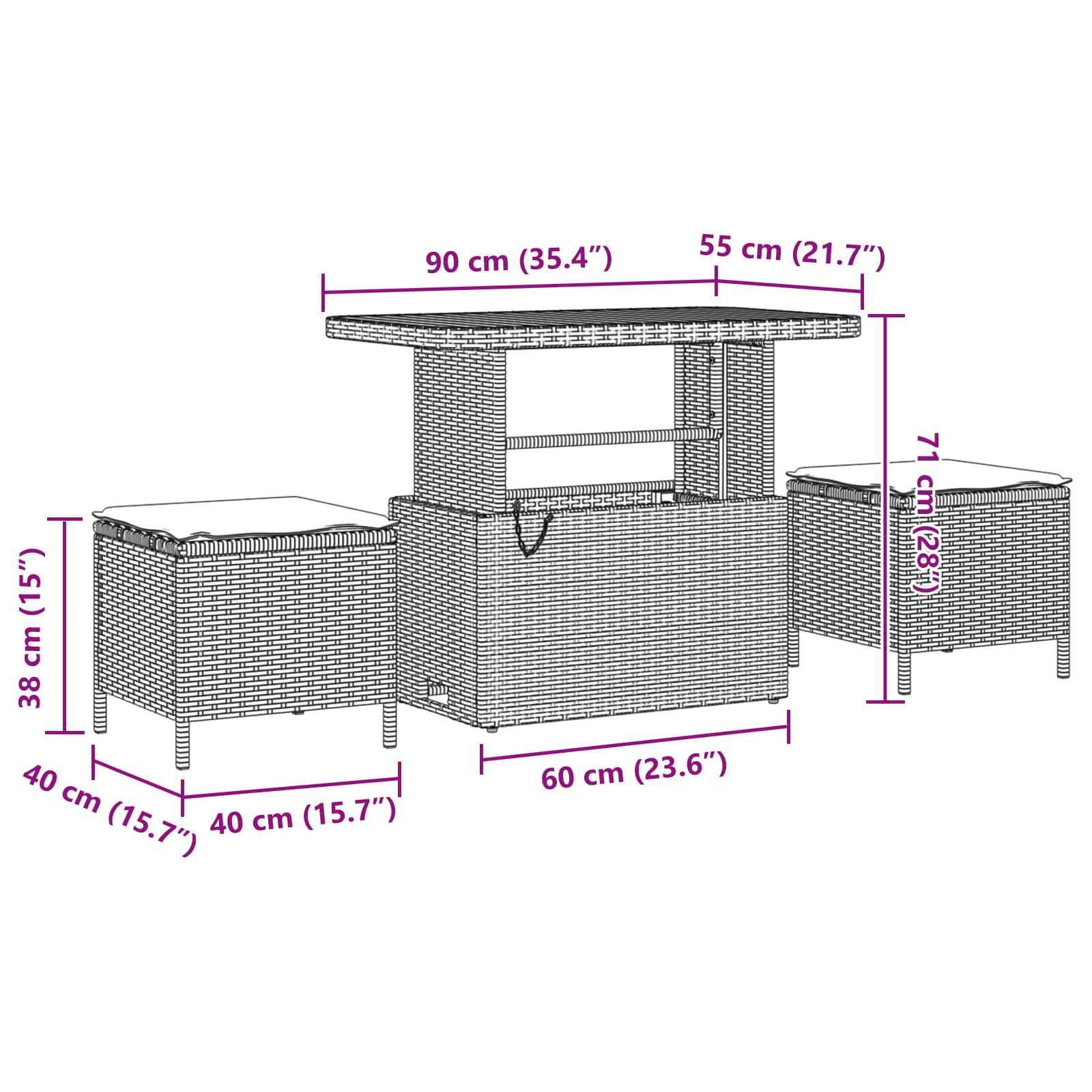 Garden Sofa Set Height-Adjustable 10 pcs Black Poly Rattan