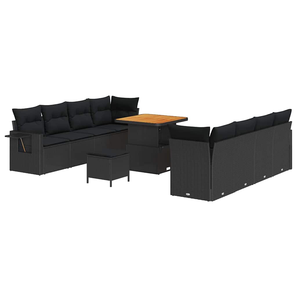 Garden Sofa Set with Storage 11 pcs Black Poly rattan