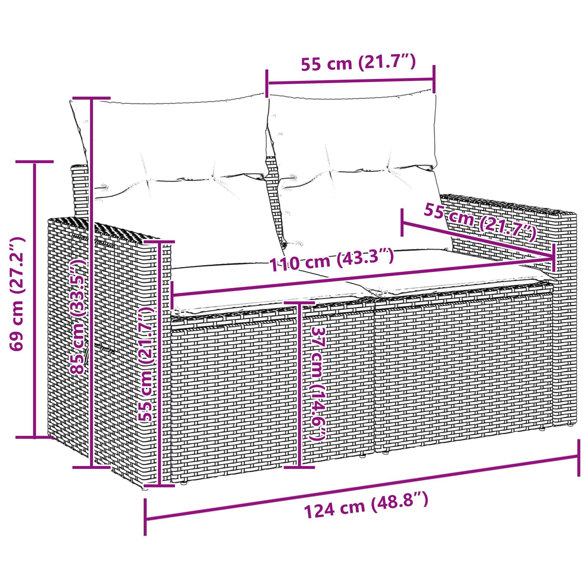 Garden Sofa Set with Storage 11 pcs Black Poly rattan