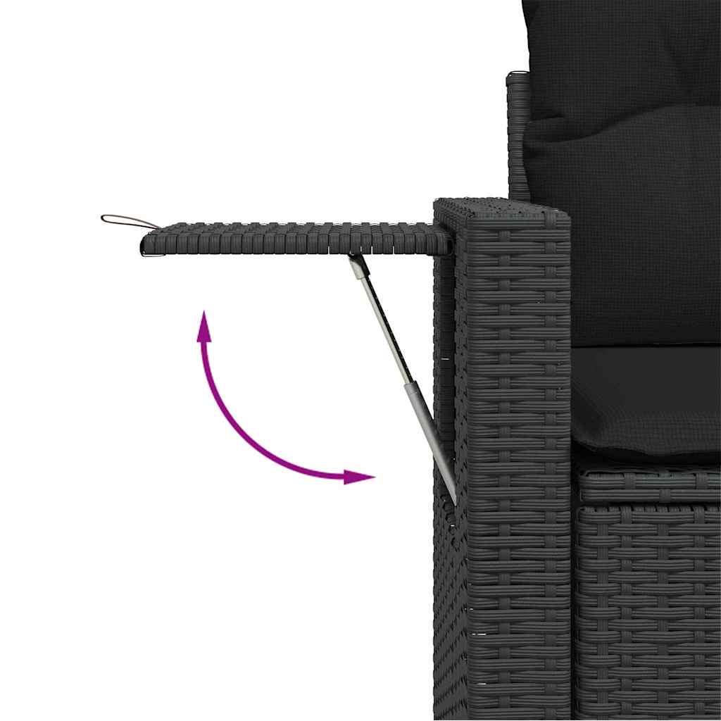Garden Sofa Set Height-Adjustable 8 pcs Black Poly Rattan