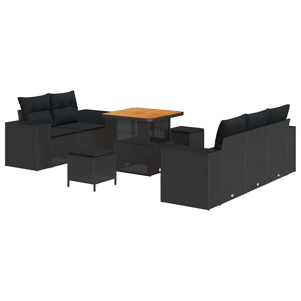 Garden Sofa Set Height-Adjustable 8 pcs Black Poly Rattan