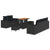 Garden Sofa Set Height-Adjustable 8 pcs Black Poly Rattan