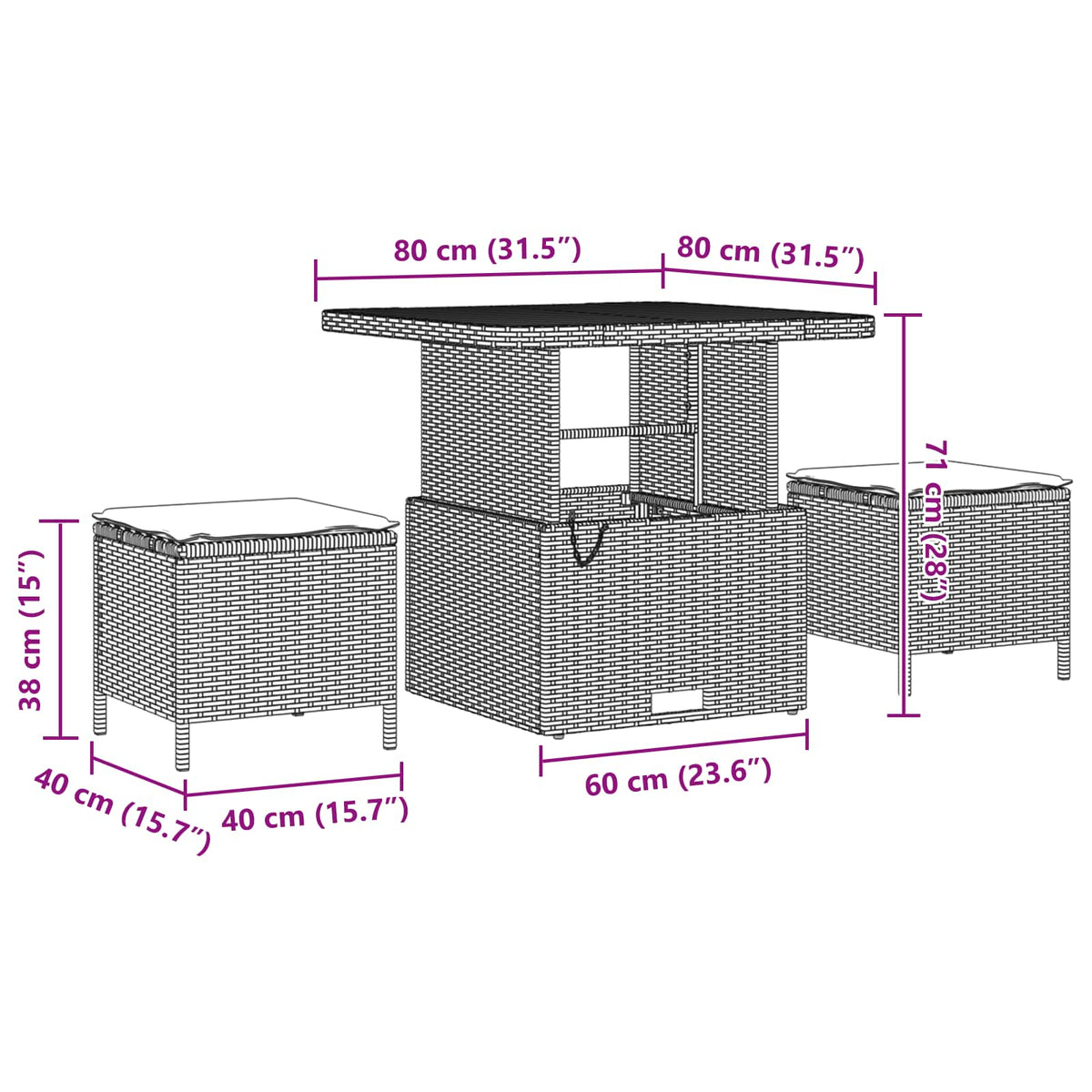 Garden Sofa Set Height-Adjustable 10 pcs Black Poly Rattan