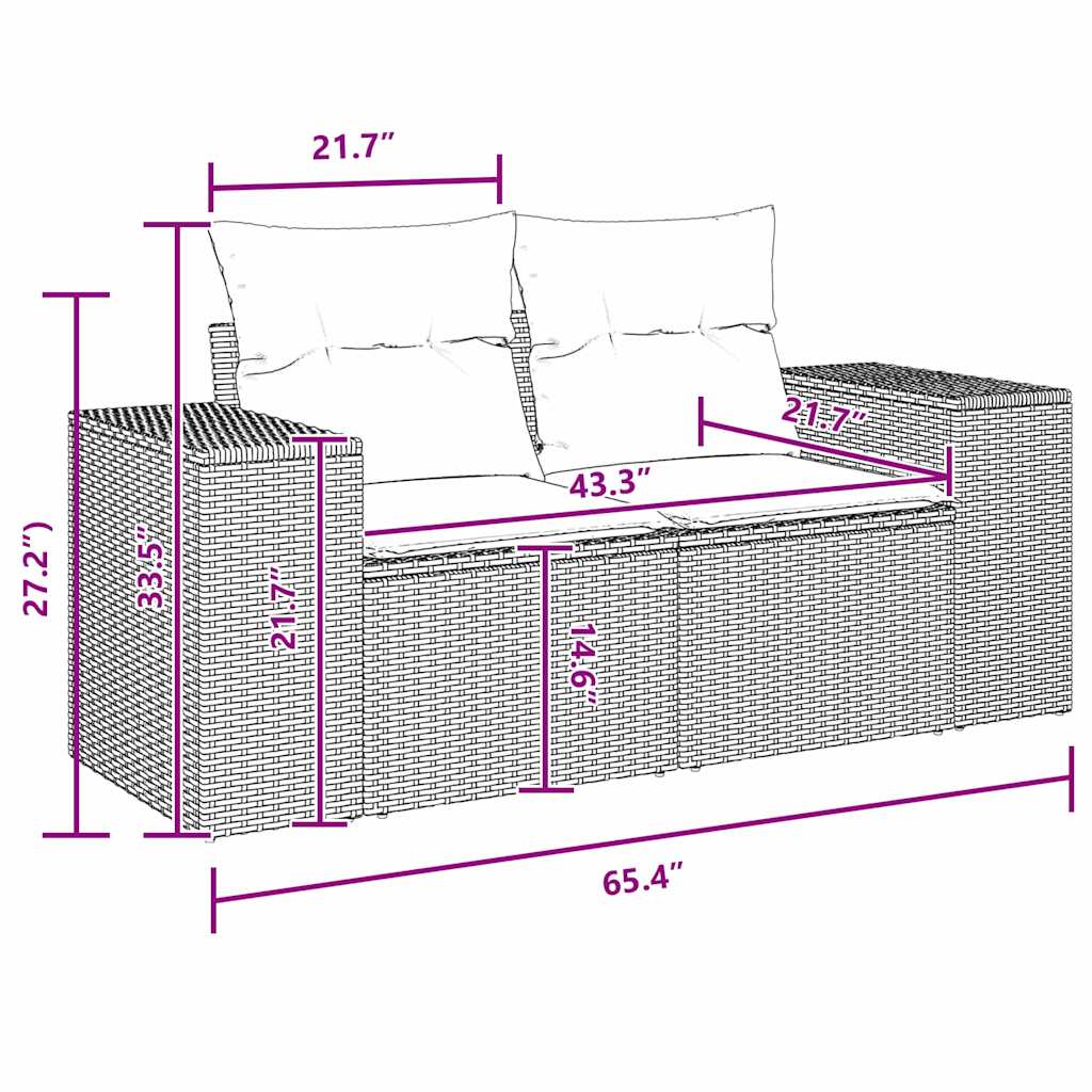 Garden Sofa Set Height-Adjustable 9 pcs Black Poly Rattan