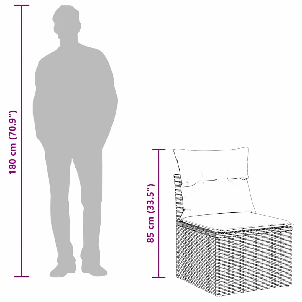 Garden Sofa Set Height-Adjustable 10 pcs Black Poly Rattan