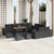 Garden Sofa Set Height-Adjustable 14 pcs Black Poly Rattan