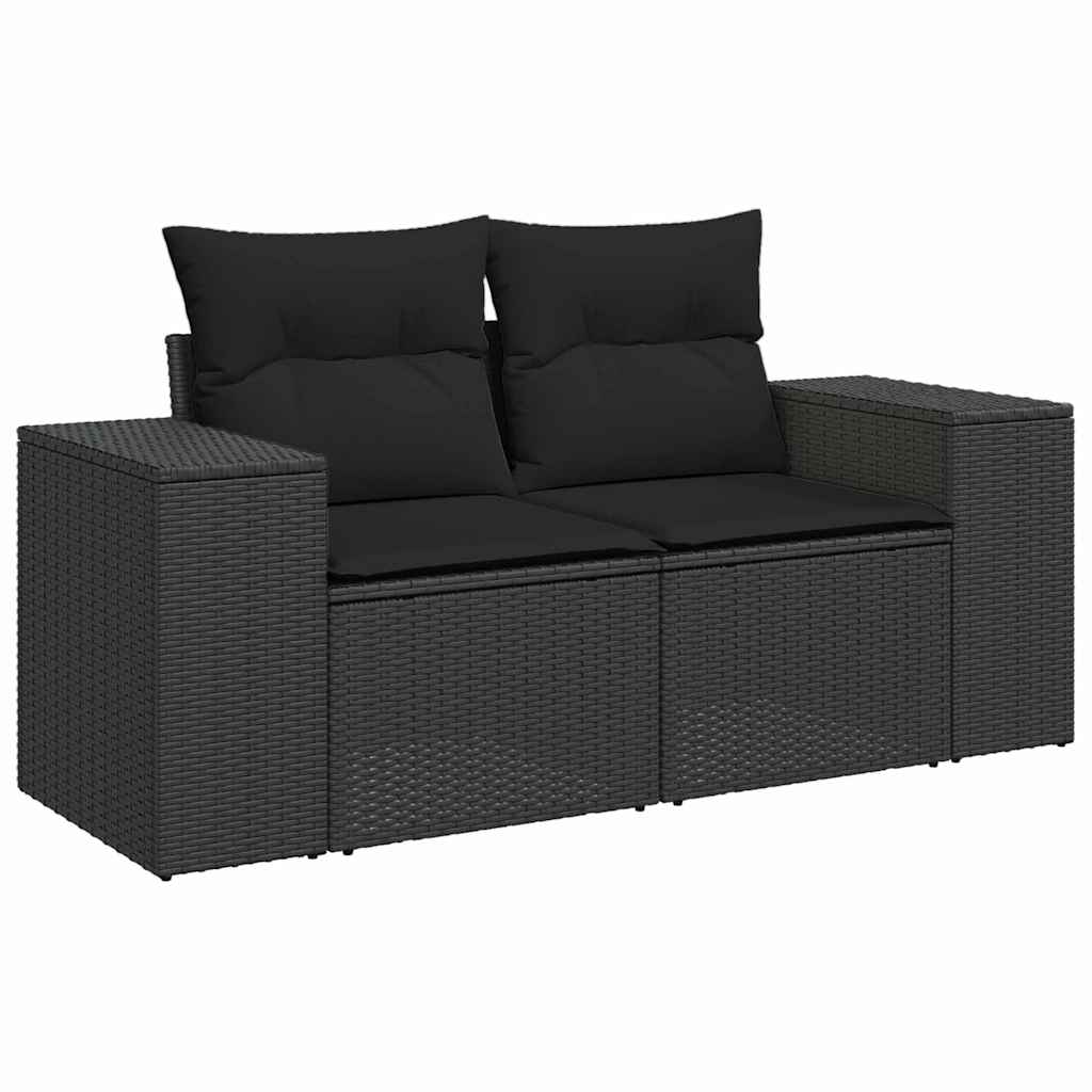 Garden Sofa Set Height-Adjustable 14 pcs Black Poly Rattan