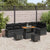 Garden Sofa Set Height-Adjustable 9 pcs Black Poly Rattan