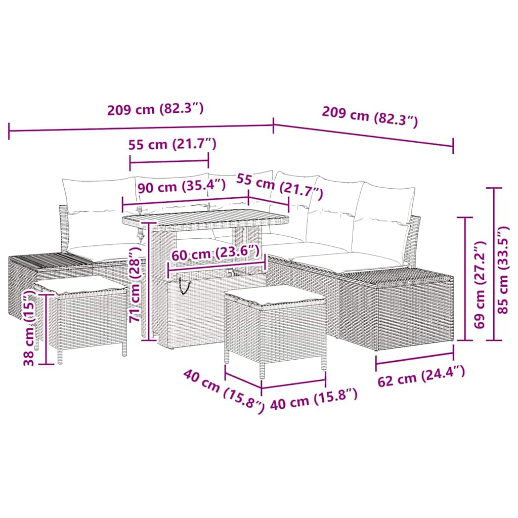 Garden Sofa Set with Cushion 8 pcs Black Poly rattan