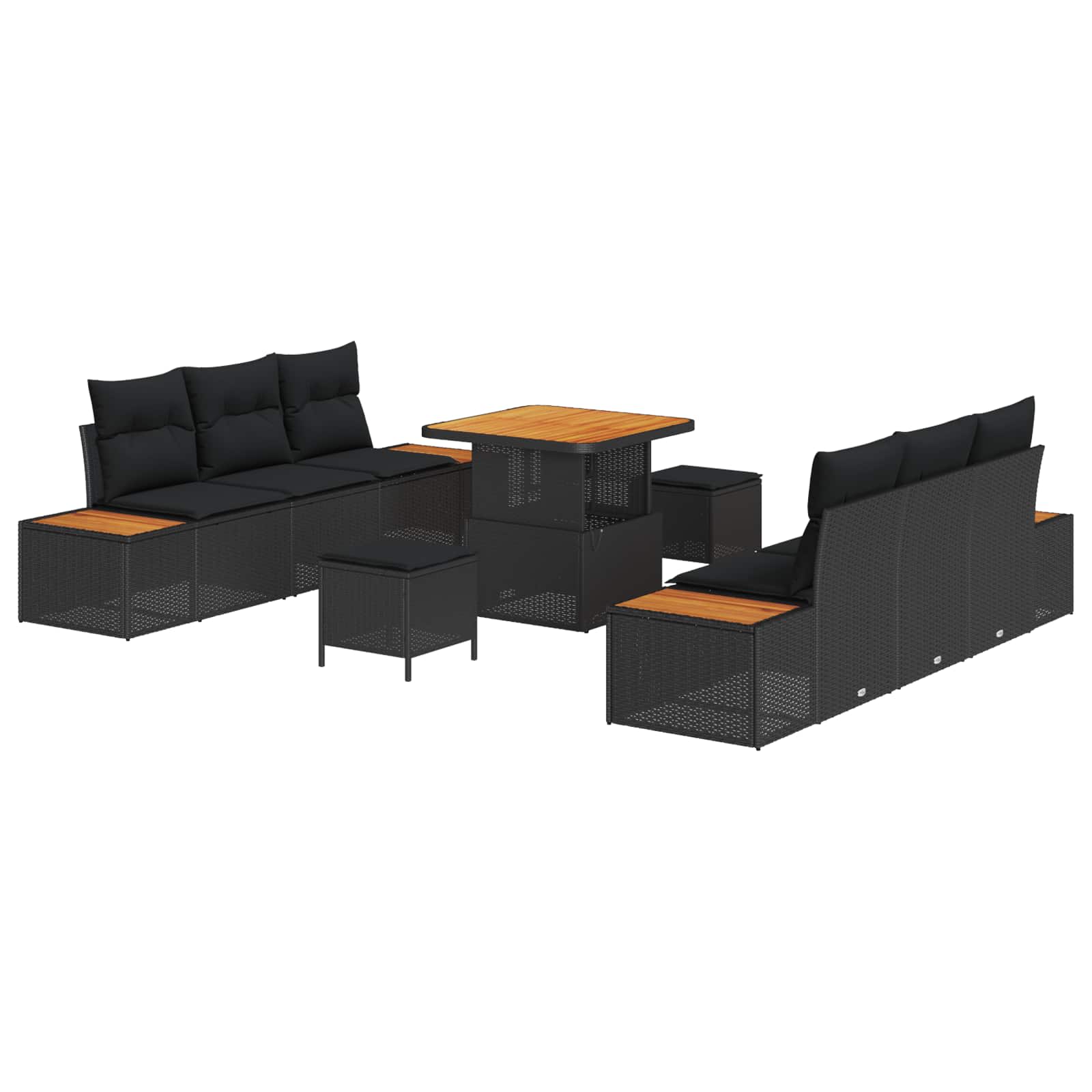 Garden Sofa Set 9 pcs Black Poly Rattan