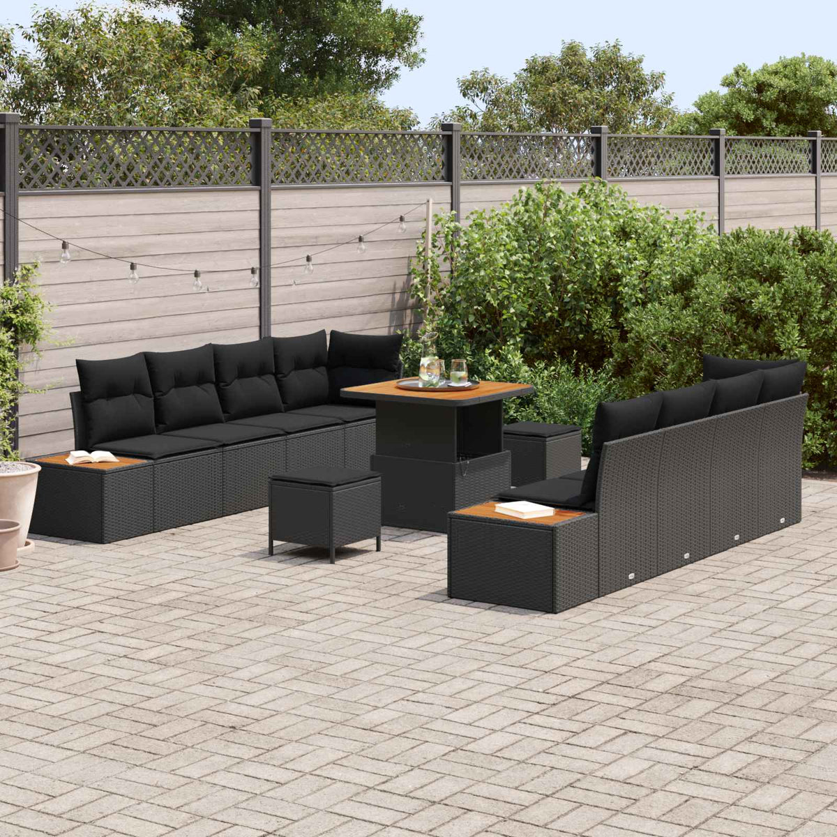 Garden Sofa Set 11 pcs Black Poly Rattan