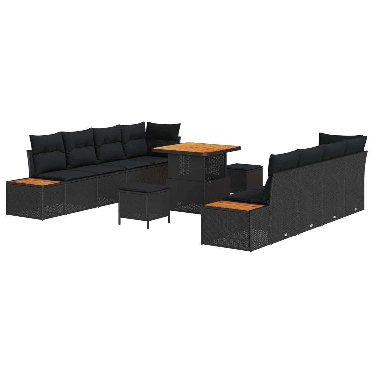 Garden Sofa Set 11 pcs Black Poly Rattan