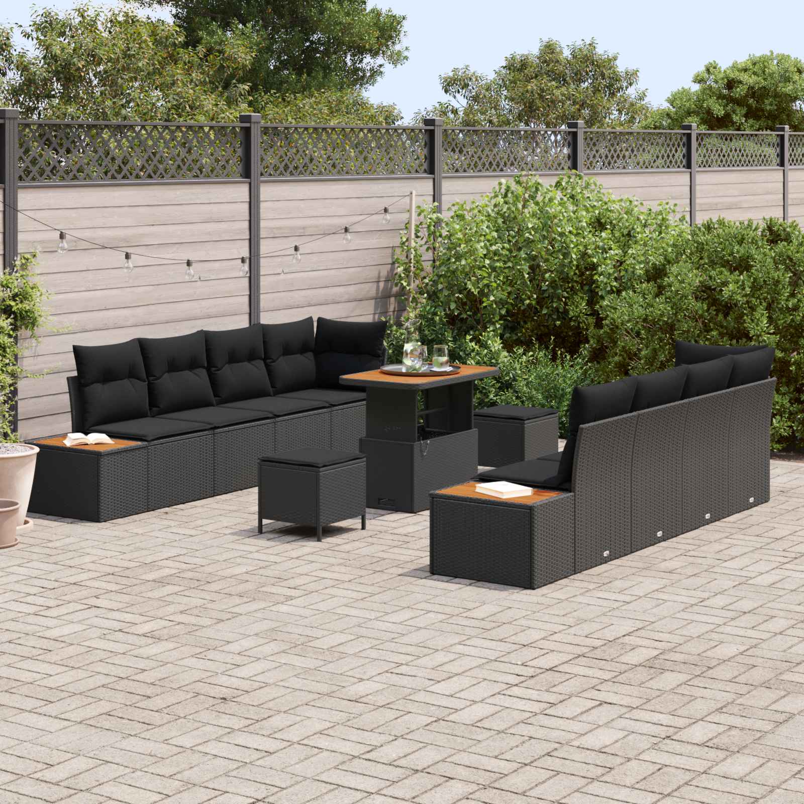 Garden Sofa Set 11 pcs Black Poly Rattan