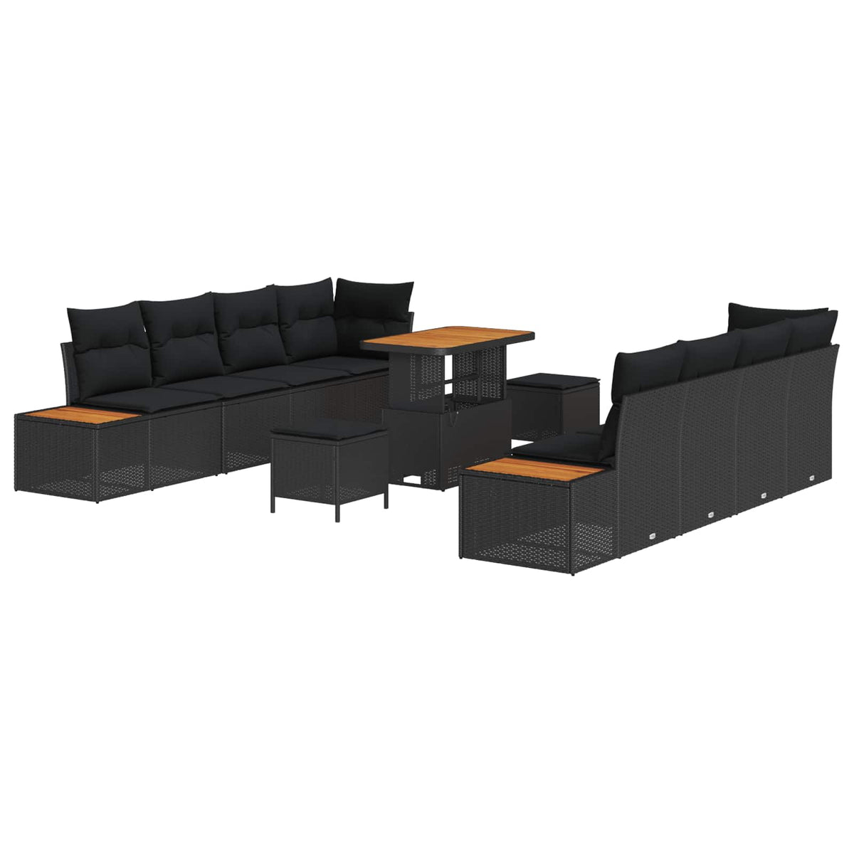 Garden Sofa Set 11 pcs Black Poly Rattan