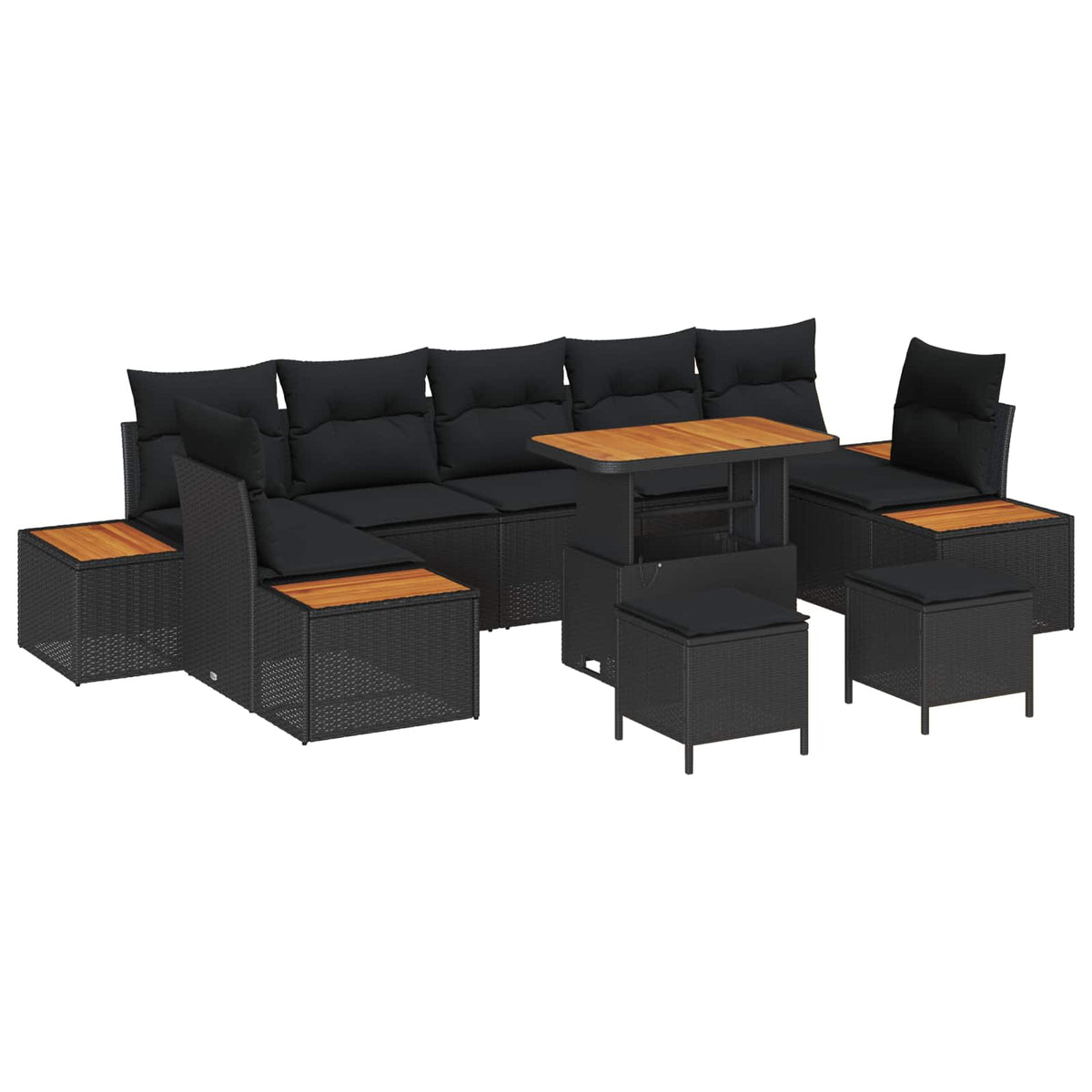 Garden Sofa Set 10 pcs Black Poly Rattan