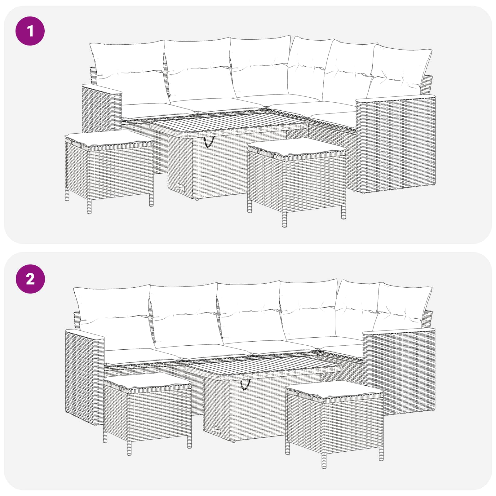 Garden Sofa Set 8 pcs Black Poly Rattan