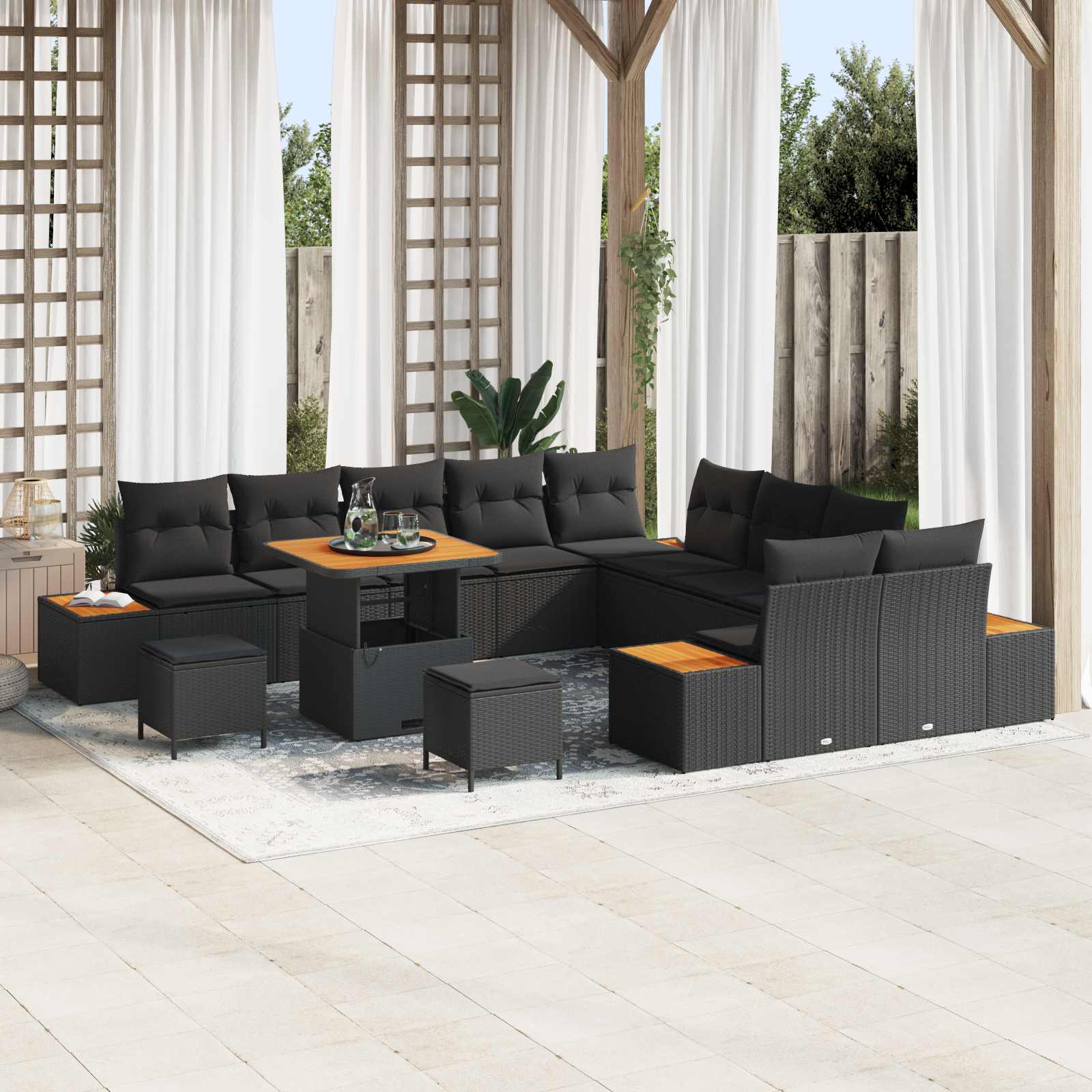 Garden Sofa Set 13 pcs Black Poly Rattan