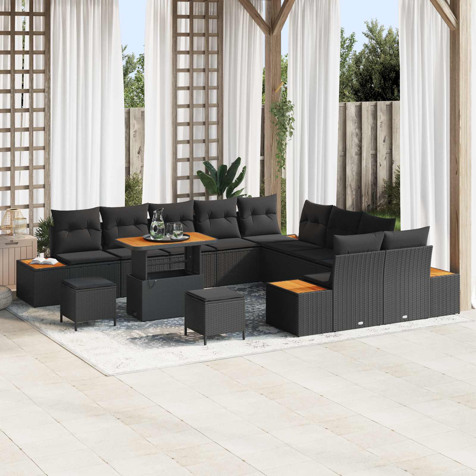 Garden Sofa Set 13 pcs Black Poly Rattan