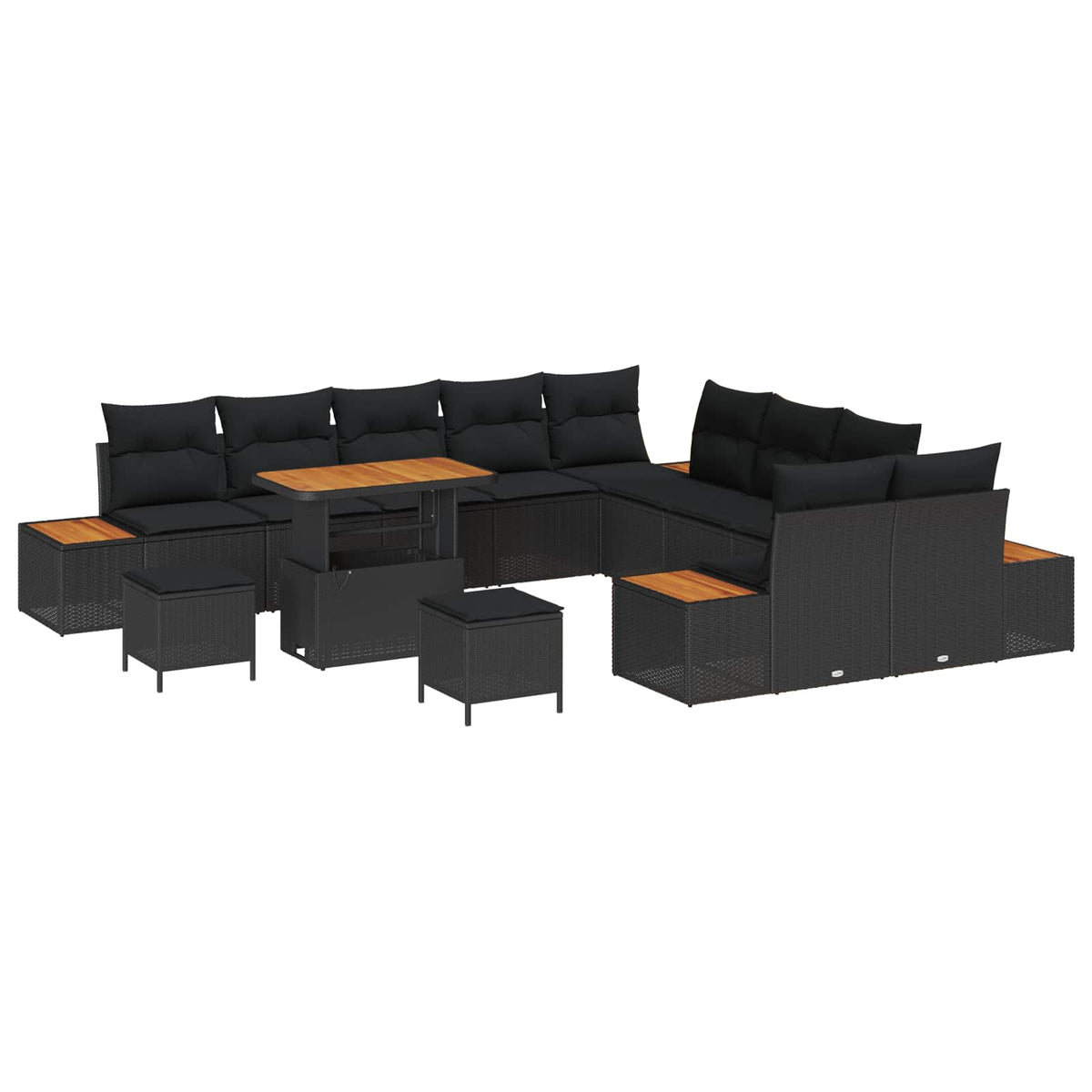 Garden Sofa Set 13 pcs Black Poly Rattan