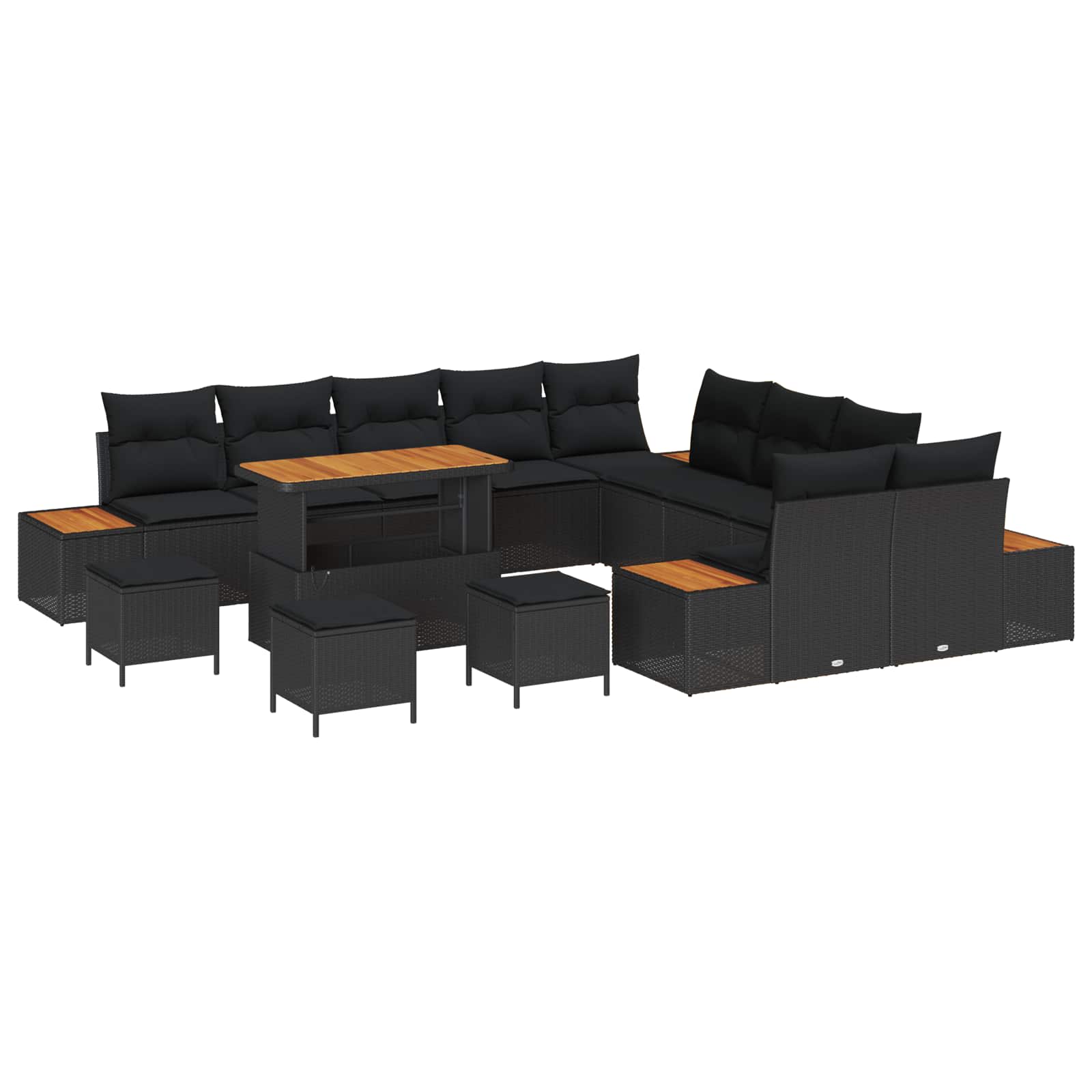 Garden Sofa Set 14 pcs Black Poly Rattan