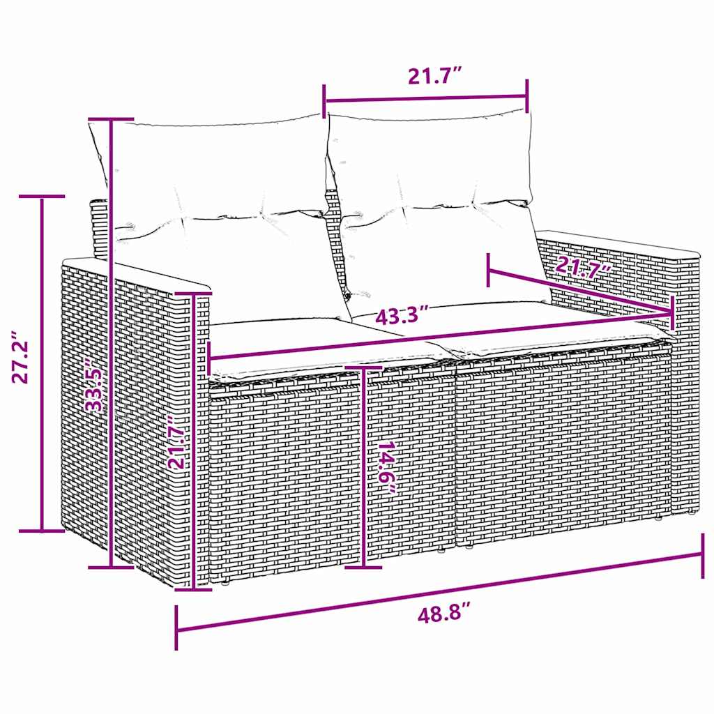 Garden Sofa Set with Cushion 8 pcs Black Poly rattan