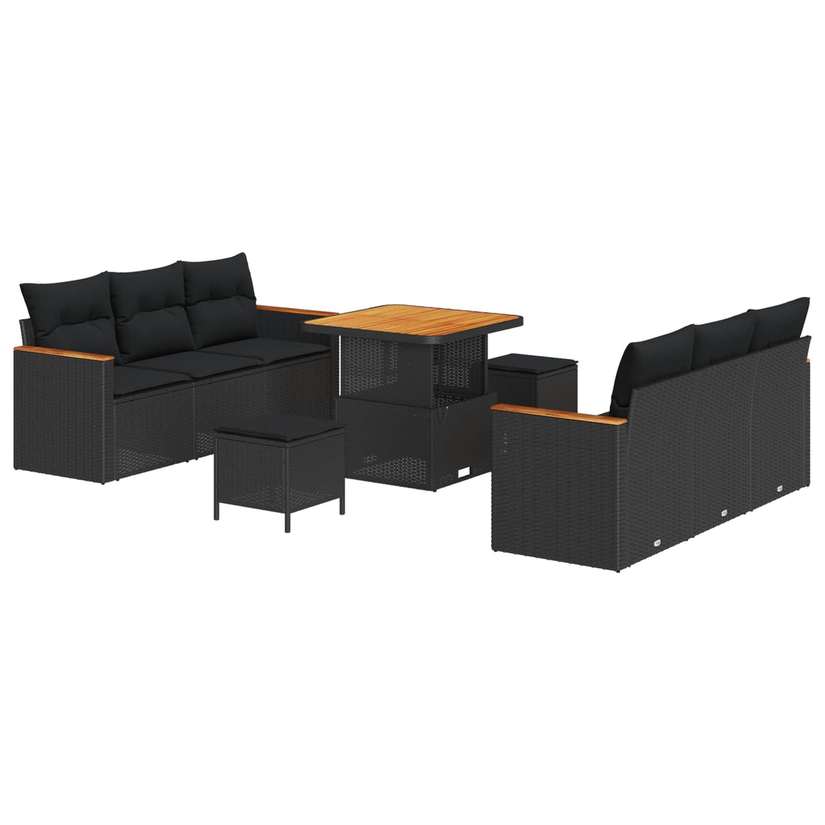 Garden Sofa Set 9 pcs Black Poly Rattan