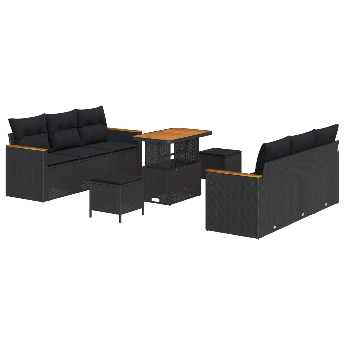 Garden Sofa Set 9 pcs Black Poly Rattan